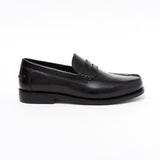 Lucini Formal Men Black Leather Moccasin Heels Shoes Slip On Goodyear Welted - BOOTSANDLEATHER