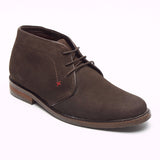 Lucini Men Brown Suede Coffe Lace Up Desert Chukka 3 Eyelet Boots Chisel Toe - BOOTSANDLEATHER