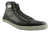 Harley Davidson Oberlin Dark Brown Leather Biker Men Shoes High Top Sneaker Zip - BOOTSANDLEATHER