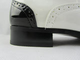 Rossellini Borsalino Mens Shoes Lace Up Brogue Black White Pointed Casual Shoe - BOOTSANDLEATHER