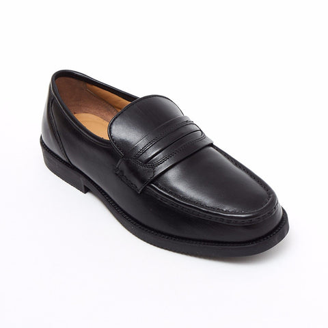 Lucini Formal Men Black Leather Moccasin Heels Shoes Slip On Casual Loafer - BOOTSANDLEATHER