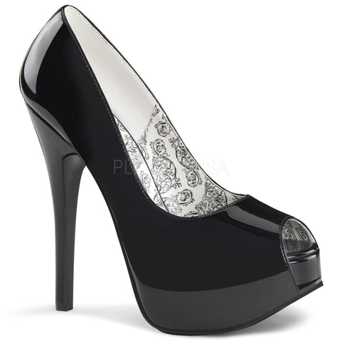 Bordello Teeze 22 Ladies Black Peep Toes Shoes Platform Heel Pump - BOOTSANDLEATHER