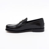 Lucini Formal Men Black Leather Moccasin Heels Shoes Slip On Goodyear Welted - BOOTSANDLEATHER