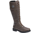 Harley Davidson Beechwood Ladies Biker Boots Stone Leather Lace Up Motorbike - BOOTSANDLEATHER