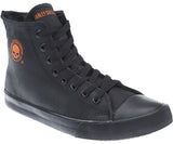 Harley Davidson Baxter Biker Men Shoes High Top Sneaker Black Orange Leather - BOOTSANDLEATHER