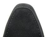 Rossellini Runu Mens Moccasin Shoes Black Faux Suede Heel Loafer - BOOTSANDLEATHER