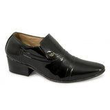 Lucini Formal Mens Cuban Heels Real Leather Slip On Wedding Shoes Black Patent - BOOTSANDLEATHER