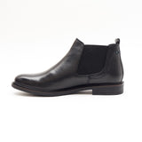 Lucini Formal Men Black Leather Formal Chelsea Slip-On Boots Wedding Office - BOOTSANDLEATHER