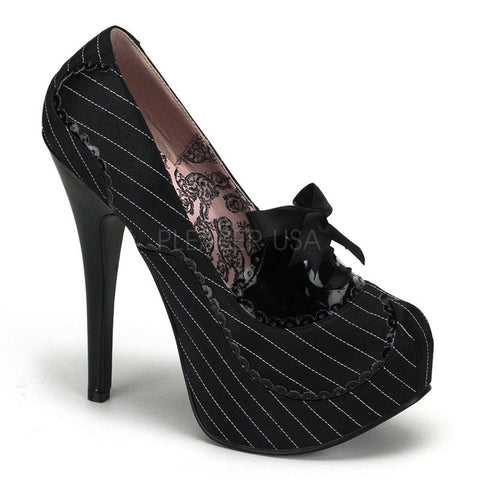 Bordello Teeze 01 Ladies Black Shoes Platform Heel Pump Sandal - BOOTSANDLEATHER