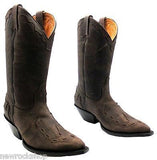 Grinders Arizona Cowboy Western Brown Leather Boots Knee High Boot - BOOTSANDLEATHER