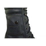 Loblan 2024 Black Biker Boots Combat Military Lace Up Handmade Boot Side Pocket - BOOTSANDLEATHER