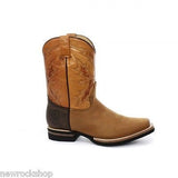 Grinders New Unisex El Paso Brown Biker Cowboy Western Leather Boots - BOOTSANDLEATHER