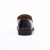 Lucini Formal Men Black Leather Mocassin Heels Shoes Slip On Wedding Loafer - BOOTSANDLEATHER