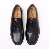 Lucini Formal Men Black Leather 4 Eyelet Comfort Shoes Wedding Office Work - BOOTSANDLEATHER
