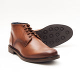 Lucini Formal Men Brown Leather Formal Heels Lace-Up 5 Hole Boots Wedding Office - BOOTSANDLEATHER