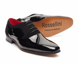 Rossellini Roberto Mens Shoes Lace Up Brogue Black Pointed Casual Shoe - BOOTSANDLEATHER