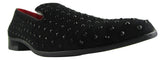 Rossellini Baldoria Mens Shoes Black Faux Suede Studded Heel Loafer Mocasin - BOOTSANDLEATHER