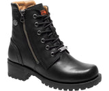 Harley Davidson Ladies Asher Black Leather Zip Lace-Up Boot Biker Boots - BOOTSANDLEATHER