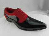 Rossellini Armando Mens Shoes Black Patent Red Nubuck Lace Up Pointed Casual - BOOTSANDLEATHER