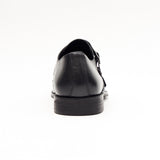 Lucini Formal Men Black Leather Brogue Formal Heels Buckle Shoes Wedding Office - BOOTSANDLEATHER