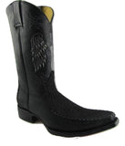 Grinders Kansas Cowboy Western Black Leather Boots Knee High Boot West Biker - BOOTSANDLEATHER