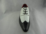 Rossellini Prato Z2 Mens Shoes Lace Up Brogue Black White Pointed Casual Shoe - BOOTSANDLEATHER