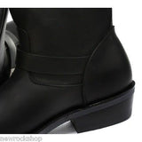 Grinders Charger Lo Men'S Oily Full Black Biker Style Leather Ankle Boots New - BOOTSANDLEATHER