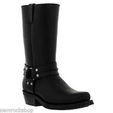 Grinders New Renegade High Biker Black Leather Boots Bike - BOOTSANDLEATHER