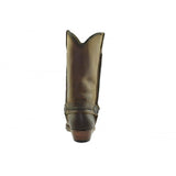 Loblan 548 Brown Waxy Leather Mens Cowboy Boots Classic Biker Square Chisel Toe - BOOTSANDLEATHER
