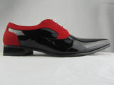 Rossellini Armando Mens Shoes Black Patent Red Nubuck Lace Up Pointed Casual - BOOTSANDLEATHER