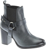 Harley Davidson New Ladies Grey Leather Catalani Chunk Heel Biker Boots Ash - BOOTSANDLEATHER