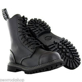 Grinders Stag Cs Derby Combat Boots Black Leather Safety Steel Cap Punk - BOOTSANDLEATHER