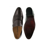 Lucini Formal Mens Cuban Heels Real Leather Slip On Wedding Shoes Brown - BOOTSANDLEATHER