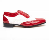 Rossellini Borsalino Mens Shoes Lace Up Brogue Red White Pointed Casual Shoe - BOOTSANDLEATHER