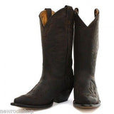Grinders Arizona Cowboy Western Brown Leather Boots Knee High Boot - BOOTSANDLEATHER
