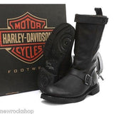 Harley Davidson Ladies Dulcie Black Leather Boot Zip Cowboy Biker Boots Dulice - BOOTSANDLEATHER