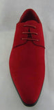 Rossellini Azzurra Mens Shoes Red Faux Suede Lace Up Pointed Casual Shoe - BOOTSANDLEATHER