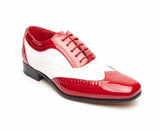 Rossellini Borsalino Mens Shoes Lace Up Brogue Red White Pointed Casual Shoe - BOOTSANDLEATHER