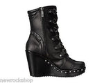 Harley Davidson Sandra Motorbike Black Ladies Leather Wedge Studs Boots - BOOTSANDLEATHER