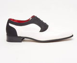 Rossellini Roberto Mens Shoes Lace Up Brogue White Black Pointed Casual Shoe - BOOTSANDLEATHER