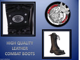 Angry Itch 14 Hole Black Combat Leather Army Ranger Boots Steel Toe Punk Zip - BOOTSANDLEATHER
