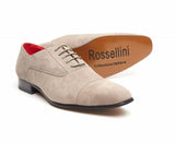 Rossellini Mario Mens Shoes Grey Faux Suede Lace Up Pointed Casual Shoe - BOOTSANDLEATHER