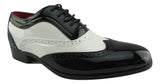 Rossellini Borsalino Mens Shoes Lace Up Brogue Black White Pointed Casual Shoe - BOOTSANDLEATHER