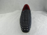 Rossellini Baldoria Mens Shoes Blue Navy Faux Suede Studded Heel Loafer Mocasin - BOOTSANDLEATHER