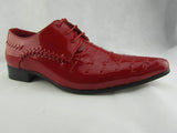 Rossellini Prato Z3 Mens Shoes Lace Up Red Patent Pointed Casual Shoe - BOOTSANDLEATHER