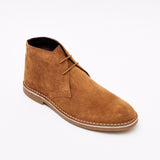 Lucini Men Brown Tan Suede Lace Up Desert Chukka 2 Eyelet Boots Chisel Toe - BOOTSANDLEATHER