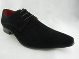 Rossellini Azzurra Mens Shoes Black Faux Suede Lace Up Pointed Casual Shoe - BOOTSANDLEATHER