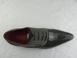 Rossellini Armando Mens Shoes Grey Patent Nubuck Lace Up Pointed Casual Shoe - BOOTSANDLEATHER
