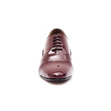 Lucini Mens Formal Cuban Heels Leather Lace Up Wedding Shoes Bordo Patent - BOOTSANDLEATHER