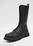 Grinders New King Cs Black Leather Boots 20 Eyelets Combat Unisex Punk Boot - BOOTSANDLEATHER